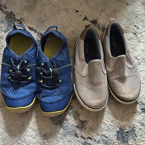 Lot of 2 Boys Lands’ End blue water shoes Old Navy loafers size 13 & 10